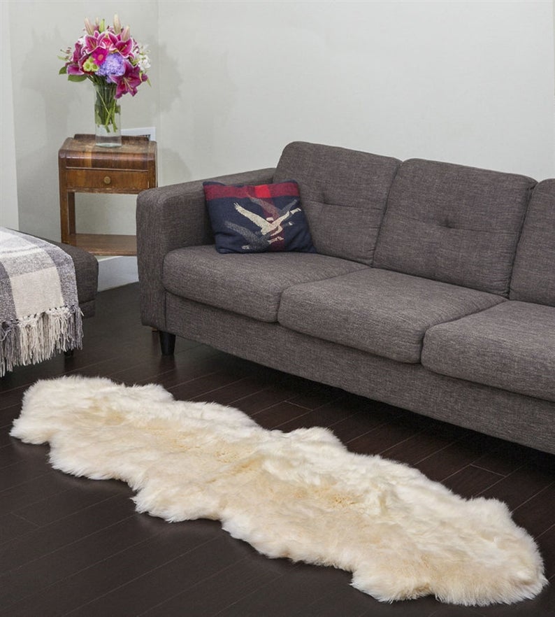 Genuine Real Australian Sheepskin Lambskin Rug Double Pelt Ivory White Sheepskin throw Soft and Silky Rug Large Sheepskin Rug Fur 2 Pelts
