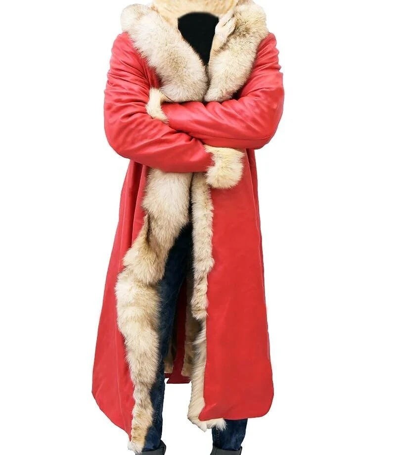 Santa suit-Santa Claus Leather Trench Coat Christmas Chronicles Kurt Russell Santa Clause for Men and Women/Santa Red Jacket