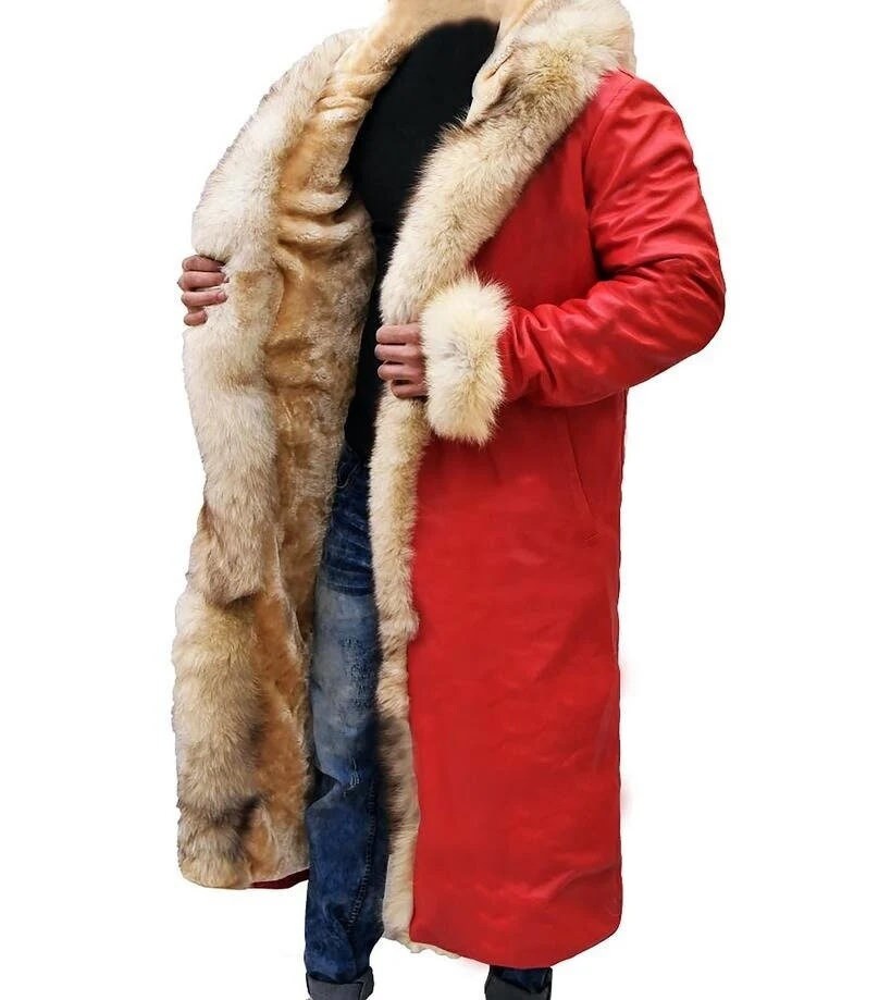 Santa suit-Santa Claus Leather Trench Coat Christmas Chronicles Kurt Russell Santa Clause for Men and Women/Santa Red Jacket