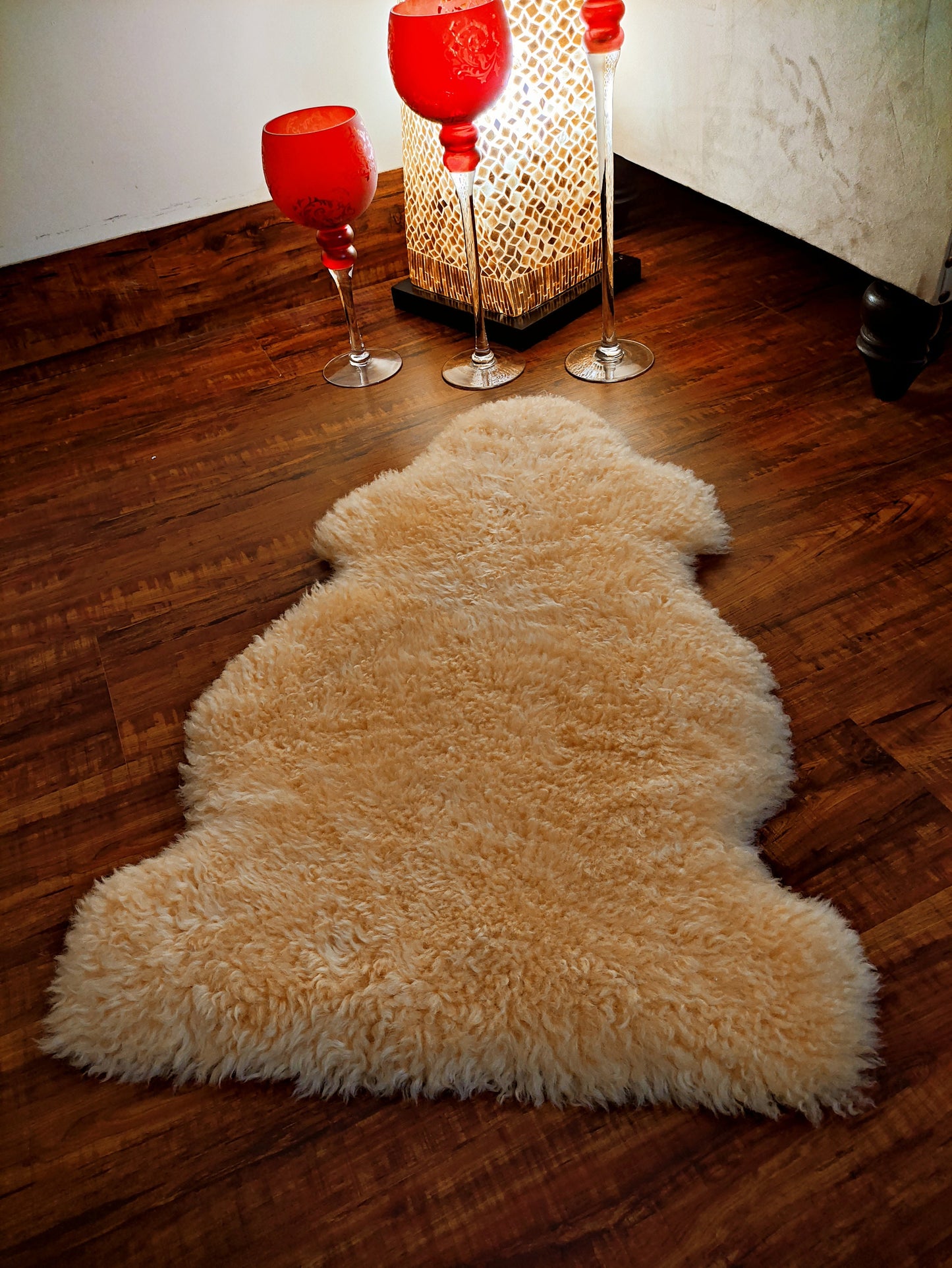 Genuine Baby Sheepskin Rug Champagne Sheepskin Single Pelt Wool Fur Throw Floor Rug 2.5ft x 1.5ft Australian Sheepskin rug Soft Floor Matt