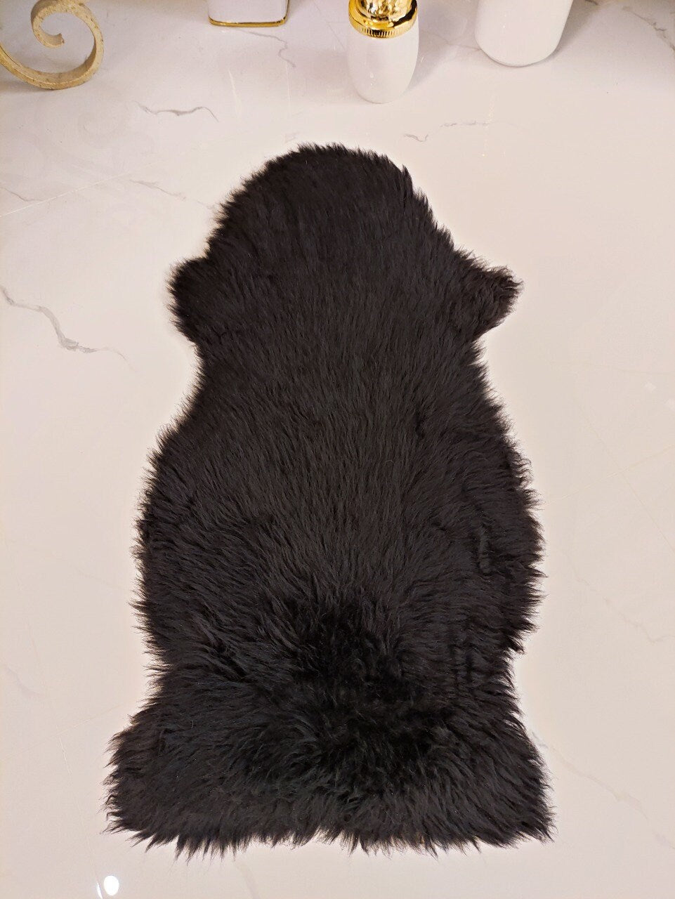 Black Sheepskin Rug I Genuine Sheepskin Rug Baby Sheepskin2.5ft x 1.5ft /2ft x 3ft Wool Fur Throw Floor Rug| Soft Floor Matt | SALE