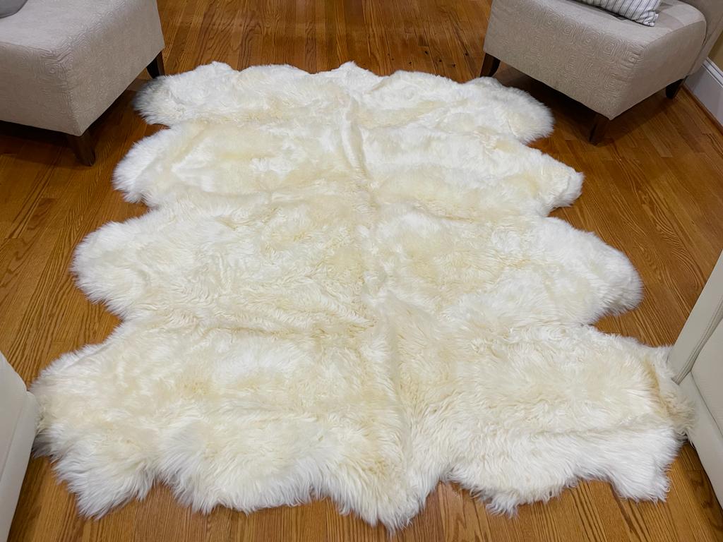 Genuine Natural creamy white Sheepskin Rug, Pelt, Giant Sheepskin throw fur rug icelandic sheepskin large rug Octo Deca