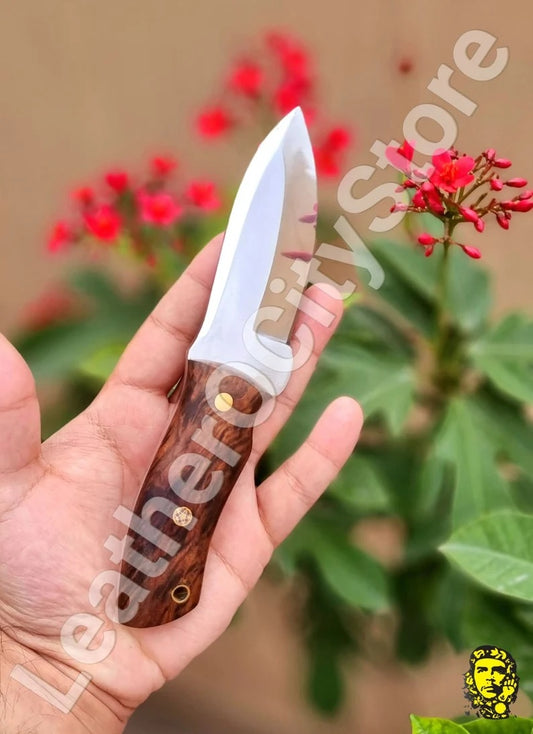 Custom Handmade D2 steel rosewood handle beautiful hunting skinner knife with sheath best gift for husband-boyfriend gift-leatherUSA-sharped