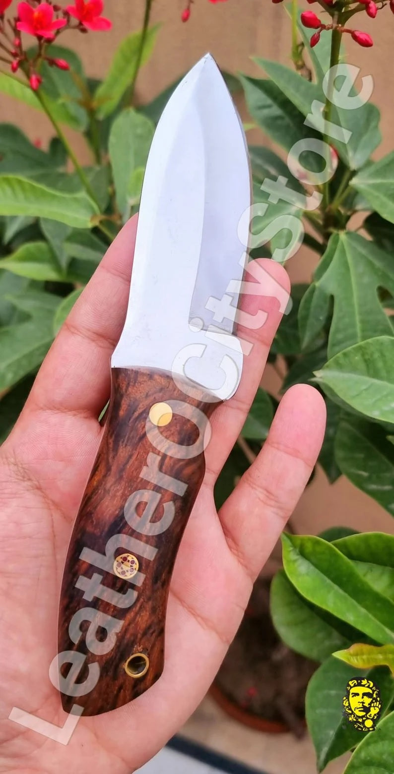 Custom Handmade D2 steel rosewood handle beautiful hunting skinner knife with sheath best gift for husband-boyfriend gift-leatherUSA-sharped