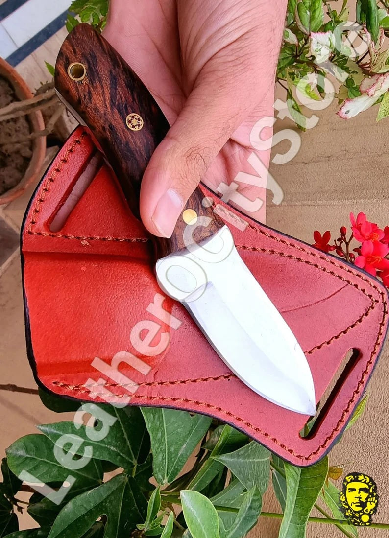 Custom Handmade D2 steel rosewood handle beautiful hunting skinner knife with sheath best gift for husband-boyfriend gift-leatherUSA-sharped