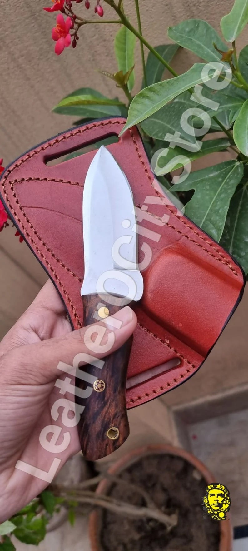 Custom Handmade D2 steel rosewood handle beautiful hunting skinner knife with sheath best gift for husband-boyfriend gift-leatherUSA-sharped