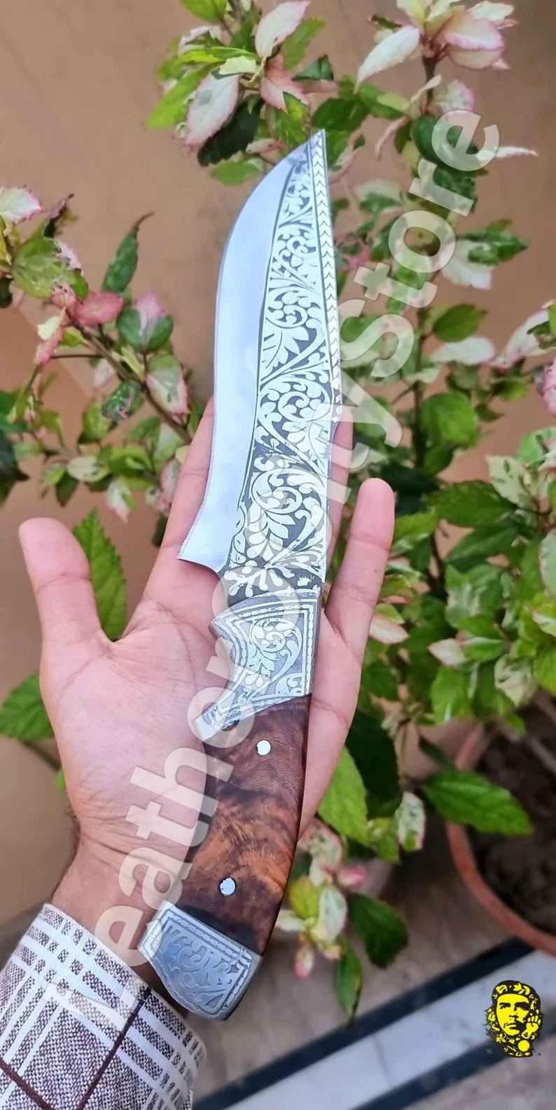 HUNTING KNIFE CUSTOM Handmade with beautiful Leather Sheath Personalized Gift for Him, Damascus Steel Handmade Bowie Knife Customize Sheath