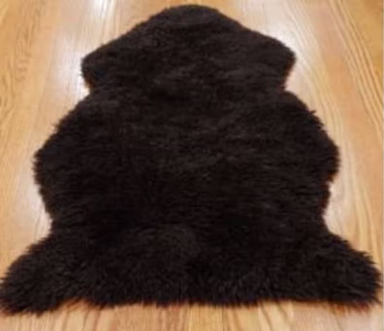 Genuine Real Australian Sheepskin / Lambskin Rug | Sheepskin throw | Chair Cover | Soft and Silky Rug | Brown Single Pelt 2x3