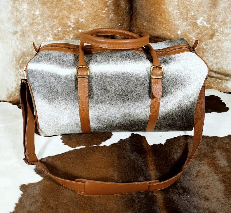 LARGE!! Natural Cowhide Duffel Bag | Hair On Leather TRAVEL Bag | Real Cow hide Luggage Bag | Original Cow Skin Duffel Bag