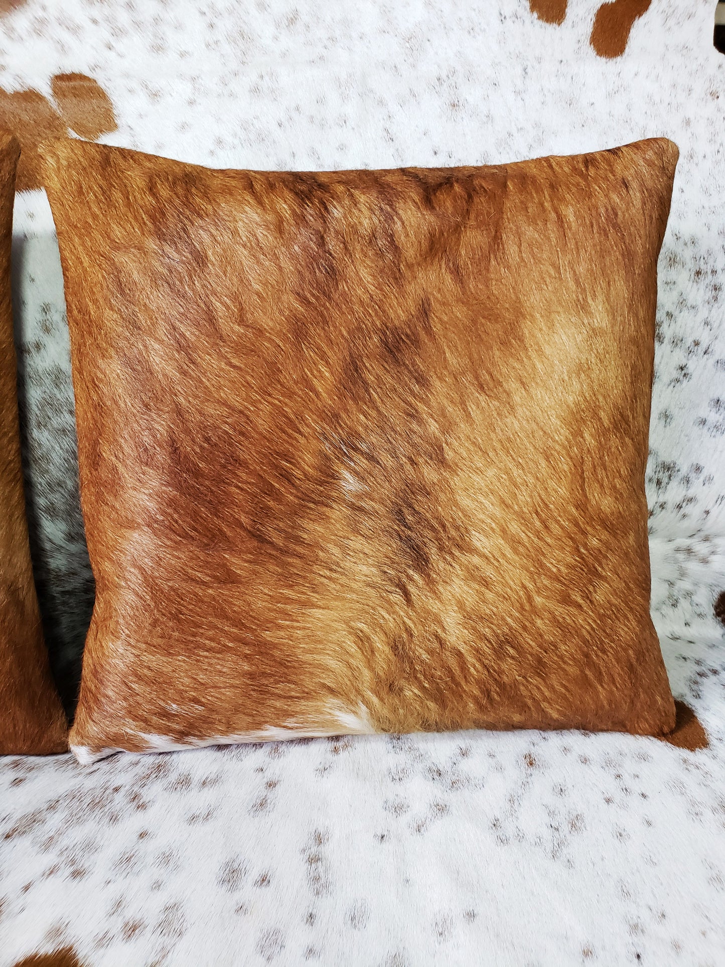 Real original skin Cowhide Pillow Cover, Natural Luxurious Hair Cushion Pillow Covers, Genuine Leather 16 '' x 16 '' Christmas Decor