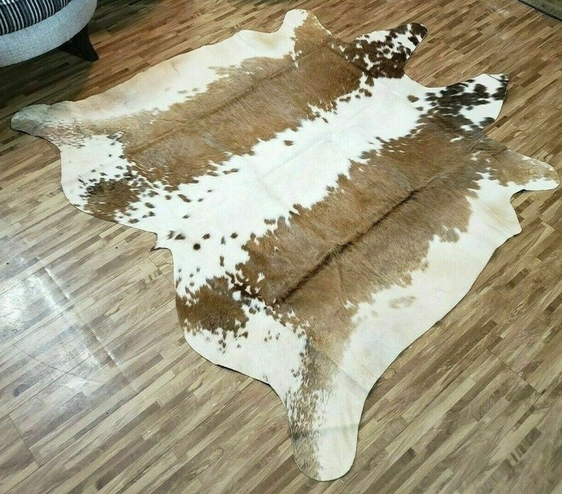 Amazing Cowhide Rug Exotic Brown&White Cow Skin Rug Cow Hide Rug 4 x 4 Cowhide Floor Rug 23 Sqft