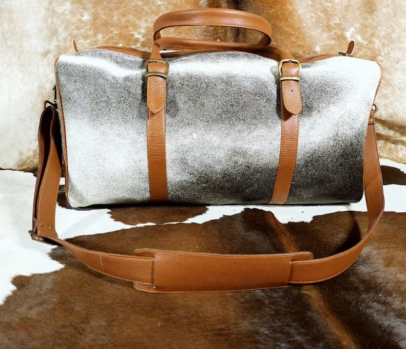 LARGE!! Natural Cowhide Duffel Bag | Hair On Leather TRAVEL Bag | Real Cow hide Luggage Bag | Original Cow Skin Duffel Bag