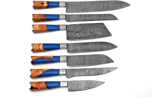 Custom Handmade Chef Knife Chefs Knives Professional Kitchen 7"pieces Cutlery Cook Cooking Sous Gift for Him Hand Forged Damascus Steel best