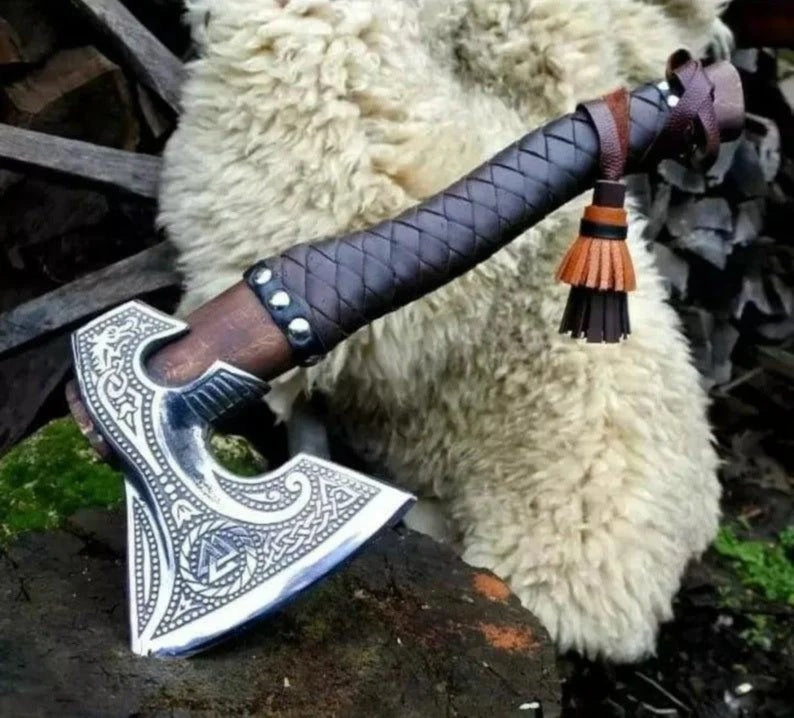 Best ANNIVERSAY Gift Custom Hand Forged Viking Axe , Ash Wood Shaft, Birthday & Wedding Gift, Bearded Viking Axe, Gift For Him, Axe And Axes