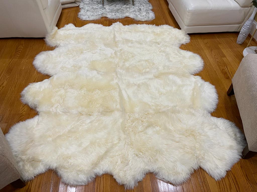 Genuine Natural creamy white Sheepskin Rug, Pelt, Giant Sheepskin throw fur rug icelandic sheepskin large rug Octo Deca