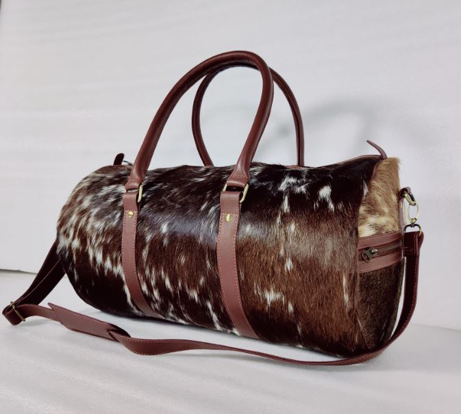 LARGE!! Natural Cowhide Duffel Bag | Hair On Leather TRAVEL Bag | Real Cow hide Luggage Bag | Original Cow Skin Duffel Bag