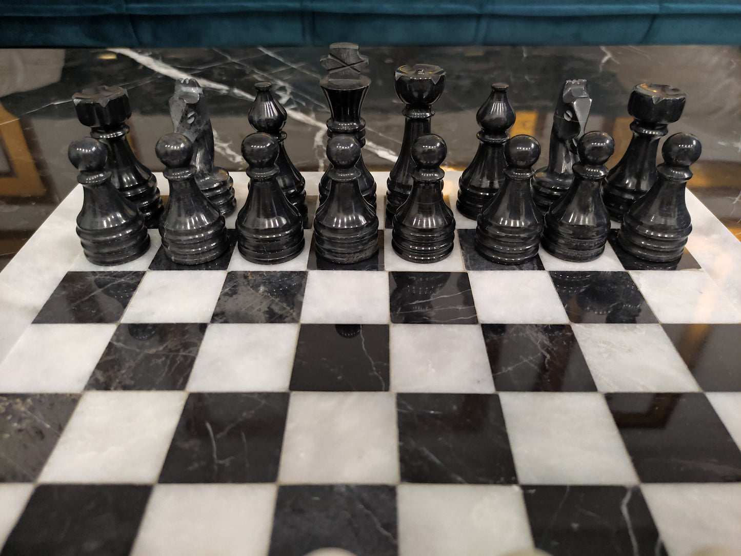 Handmade Marble Chess Set Indoor Adult Chess Game Marble Chess Board Handcraft 16" x 16" And 12" x 12"Premium Top Quality Chess Board