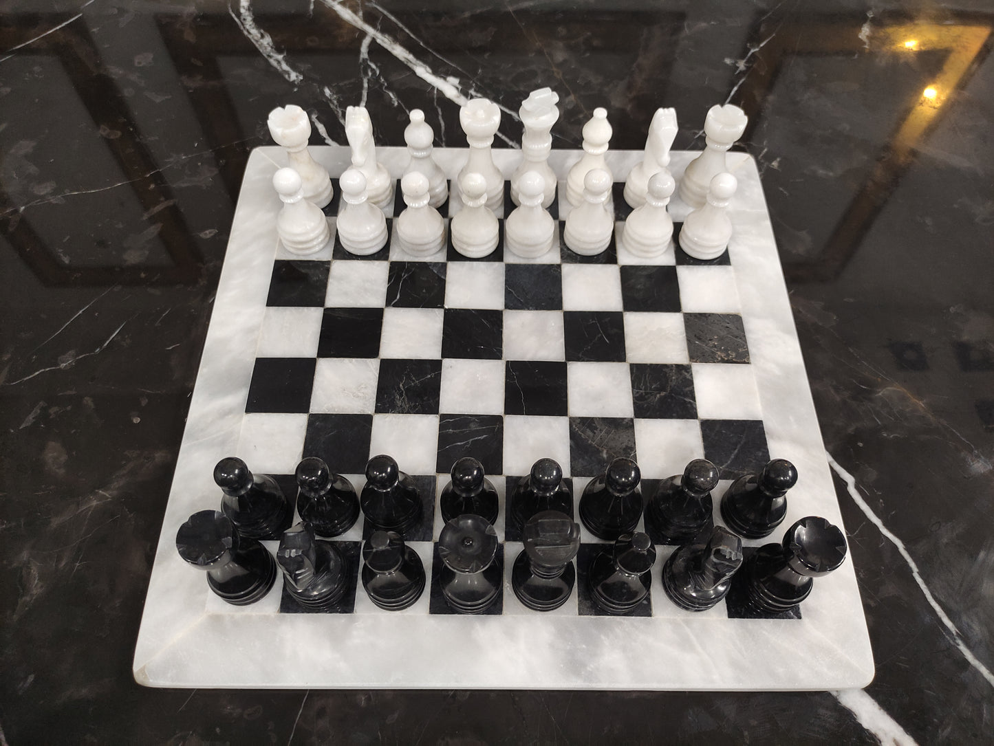 Handmade Marble Chess Set Indoor Adult Chess Game Marble Chess Board Handcraft 16" x 16" And 12" x 12"Premium Top Quality Chess Board