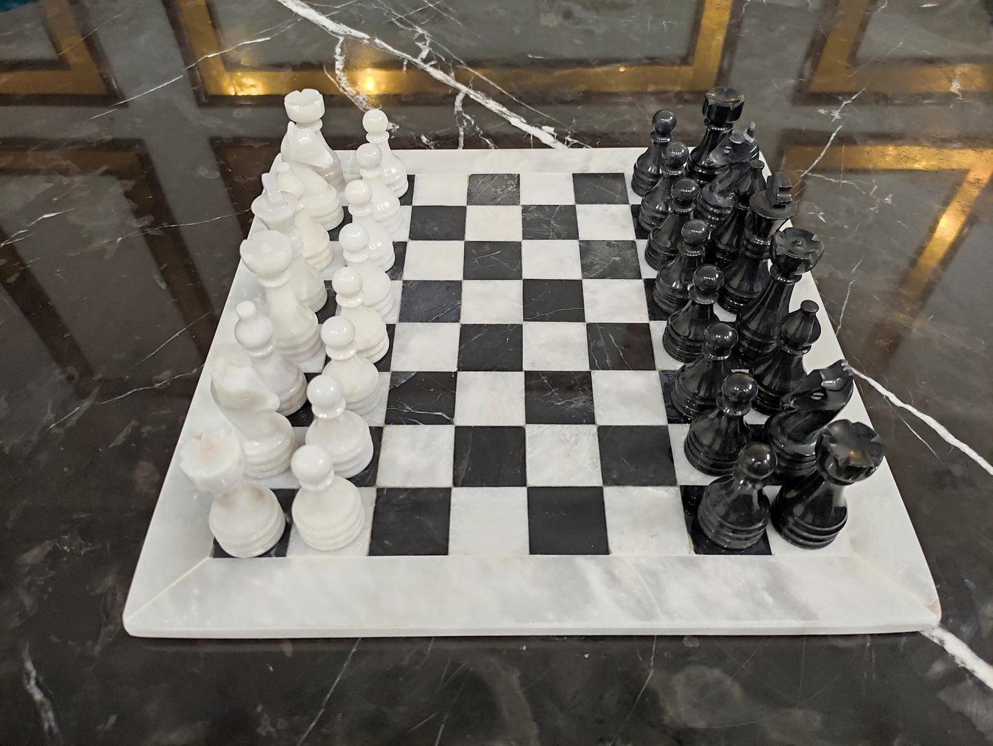 Handmade Marble Chess Set Indoor Adult Chess Game Marble Chess Board Handcraft 16" x 16" And 12" x 12"Premium Top Quality Chess Board