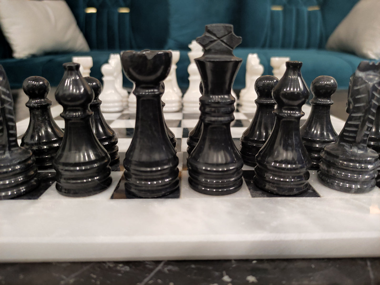 Handmade Marble Chess Set Indoor Adult Chess Game Marble Chess Board Handcraft 16" x 16" And 12" x 12"Premium Top Quality Chess Board