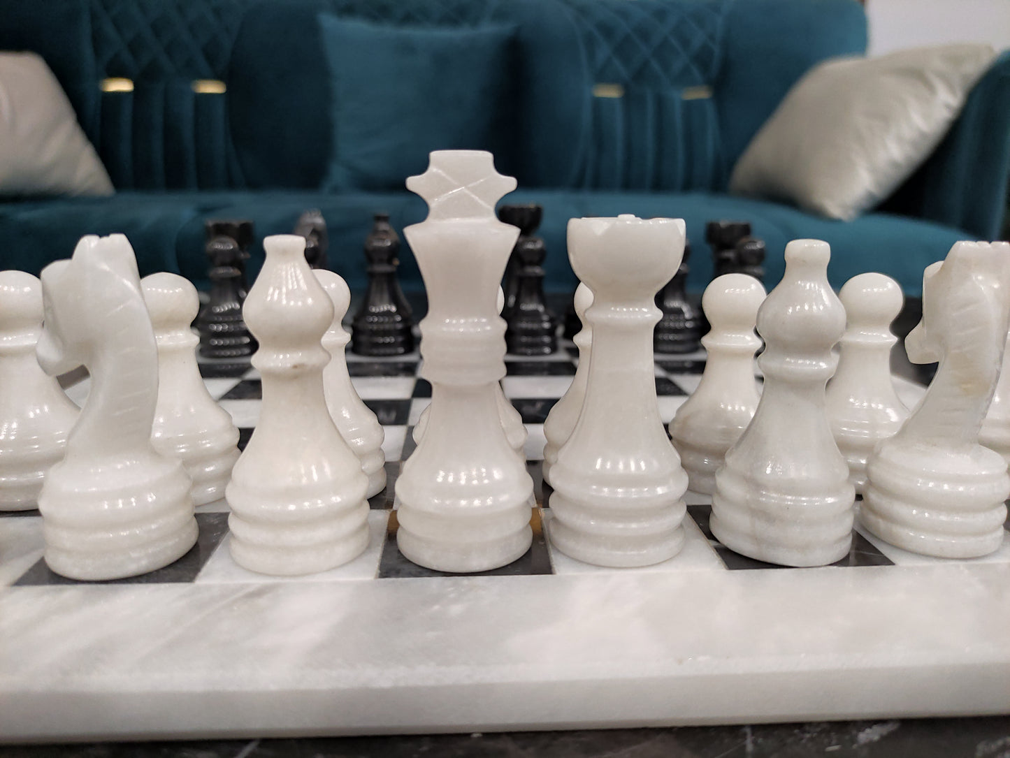 Handmade Marble Chess Set Indoor Adult Chess Game Marble Chess Board Handcraft 16" x 16" And 12" x 12"Premium Top Quality Chess Board