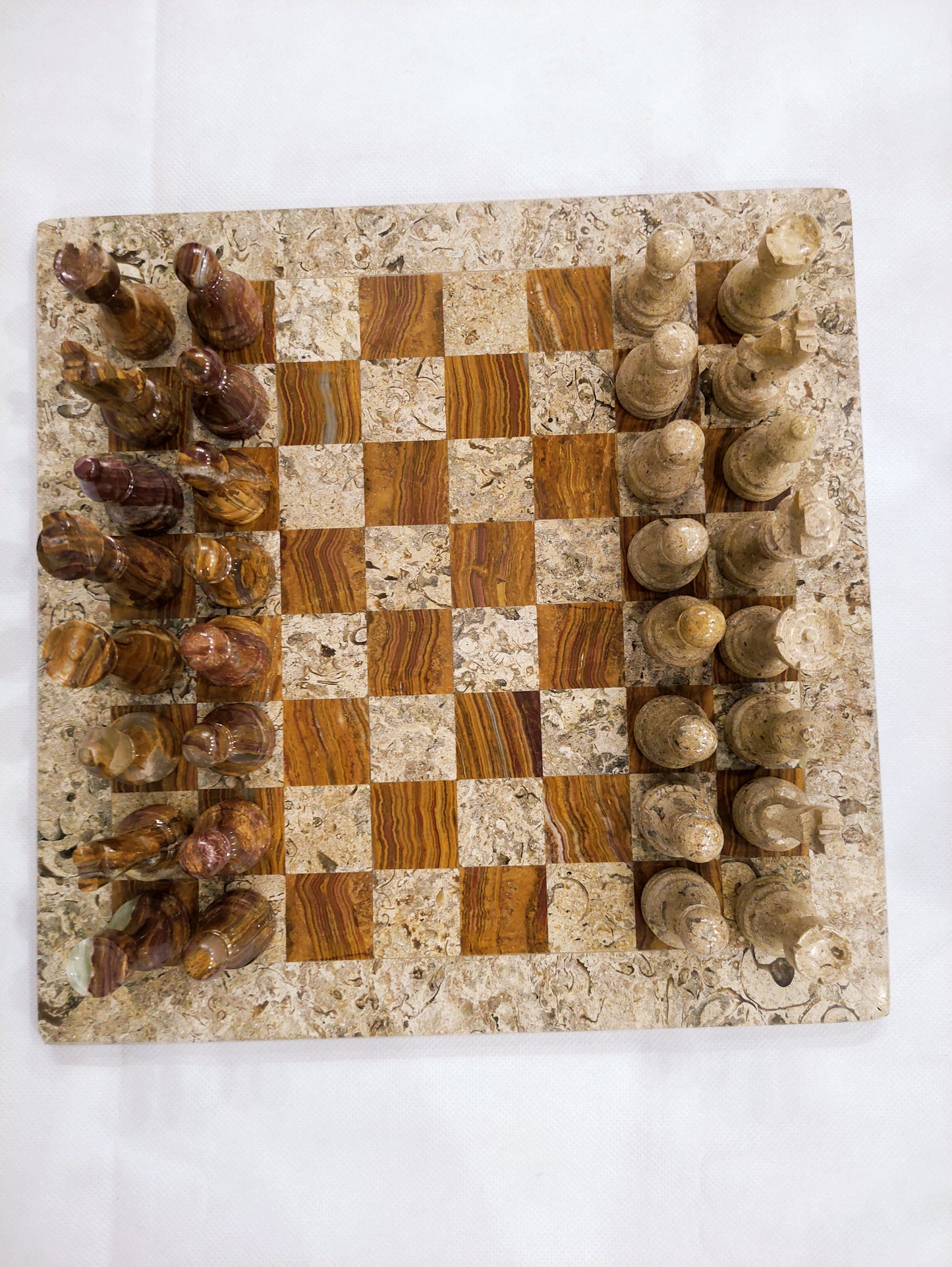 Handmade Marble Chess Board Game Unique Chess Board 16' x 16" And 12" x12" Marble Chess Set Ideal for Home Décor Weighted Chess Set Game For Adults.