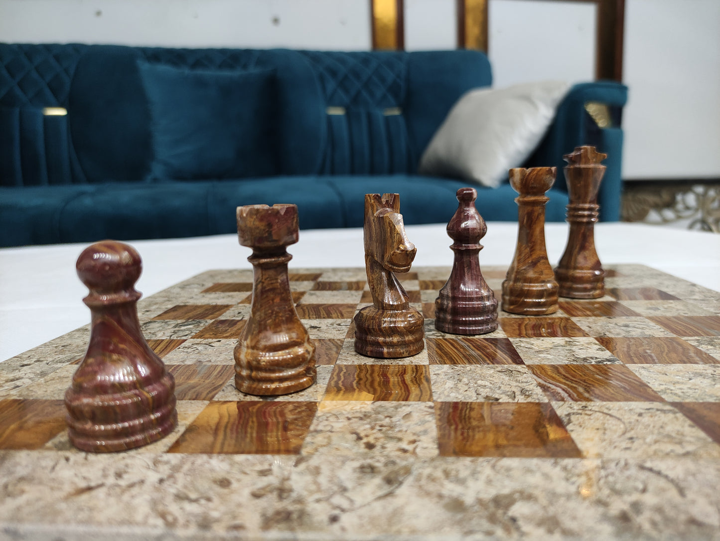 Handmade Marble Chess Board Game Unique Chess Board 16' x 16" And 12" x12" Marble Chess Set Ideal for Home Décor Weighted Chess Set Game For Adults.