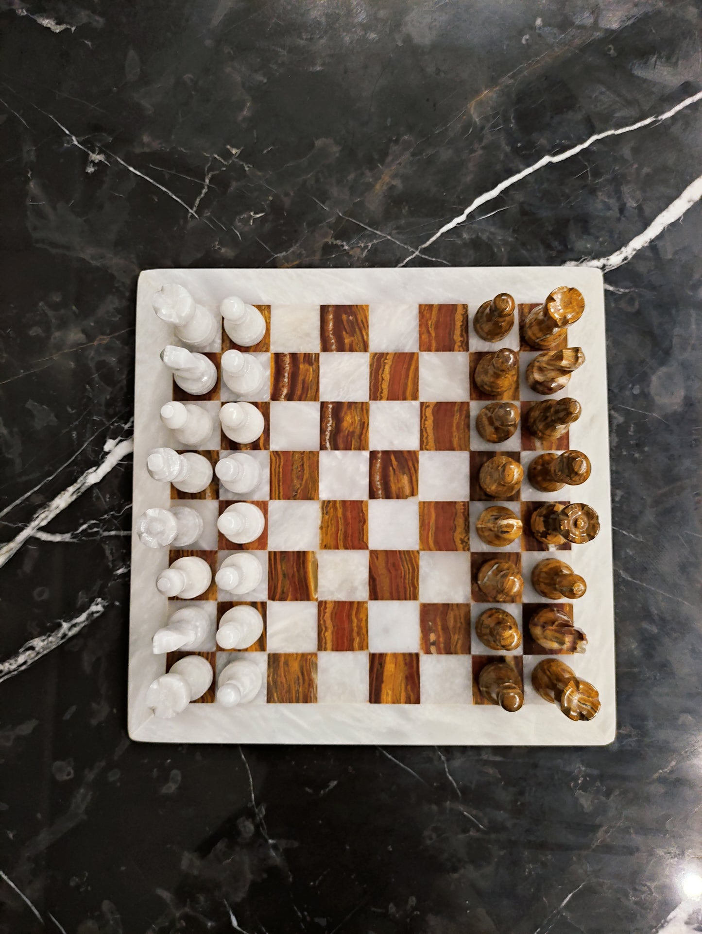 Handmade Marble Chess Set Indoor Adult Chess Game Marble Chess Board Handcraft 16" x 16" And 12" x 12"Premium Top Quality Chess