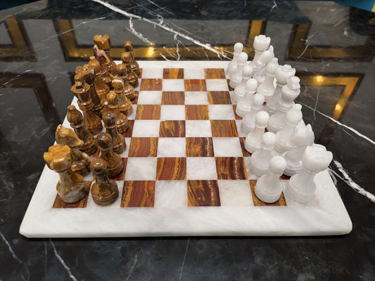 Handmade Marble Chess Set Indoor Adult Chess Game Marble Chess Board Handcraft 16" x 16" And 12" x 12"Premium Top Quality Chess