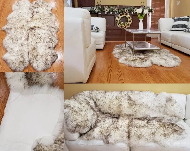 Quad Sheepskin Rug | Genuine Sheep Skin Rug Ivory Fur Sheepskin Rug Natural Large Sheep Skin 4 X 6 Australian Sheep Skin 4 Pelt