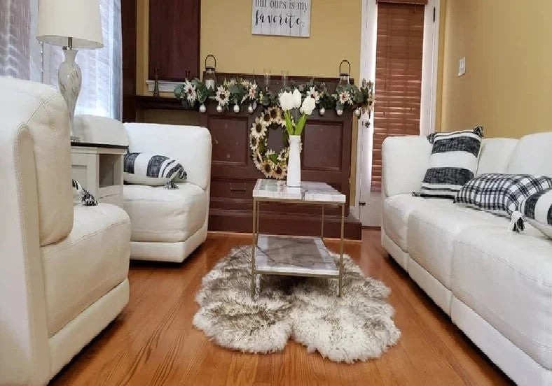 Quad Sheepskin Rug | Genuine Sheep Skin Rug Ivory Fur Sheepskin Rug Natural Large Sheep Skin 4 X 6 Australian Sheep Skin 4 Pelt