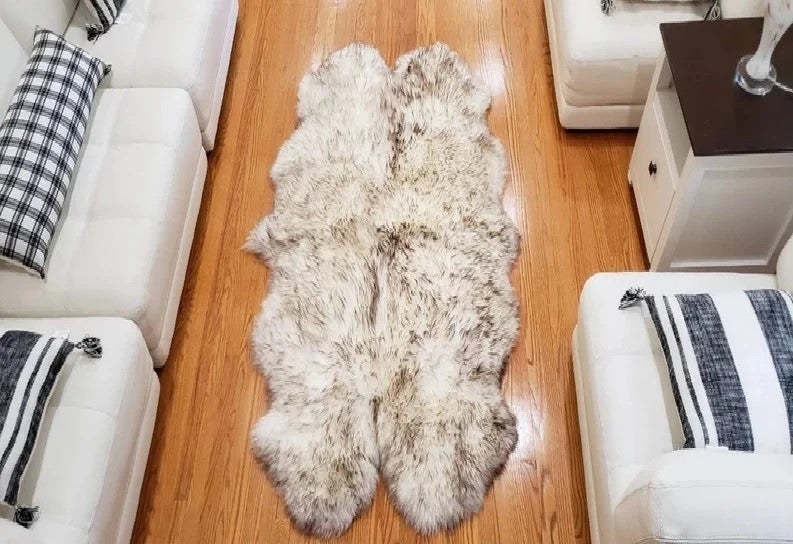 Quad Sheepskin Rug | Genuine Sheep Skin Rug Ivory Fur Sheepskin Rug Natural Large Sheep Skin 4 X 6 Australian Sheep Skin 4 Pelt