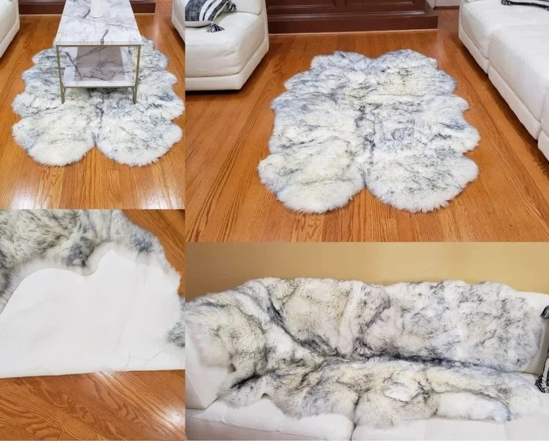 Quad Sheepskin Rug | Genuine Sheep Skin Rug Ivory Fur Sheepskin Rug Natural Large Sheep Skin 4 X 6 Australian Sheep Skin 4 Pelt