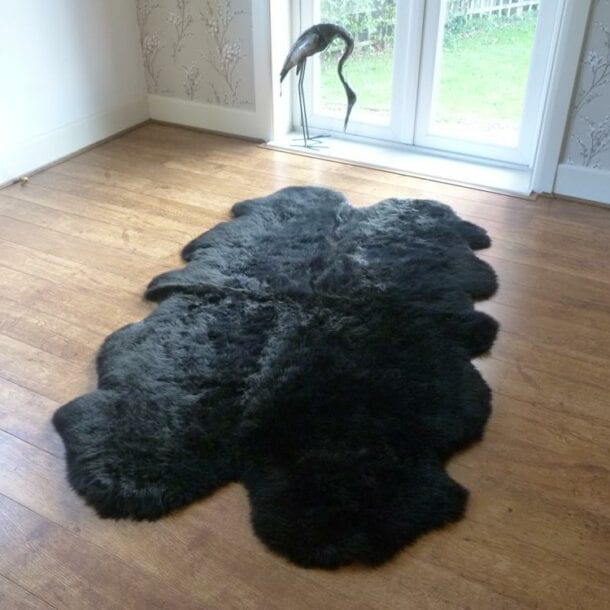 Premium Quality Quad Sheepskin Rug Natural Large Sheep Skin 4 X 6 Australian Sheep Skin Fluffy Black SheepSkin - Free Shipping