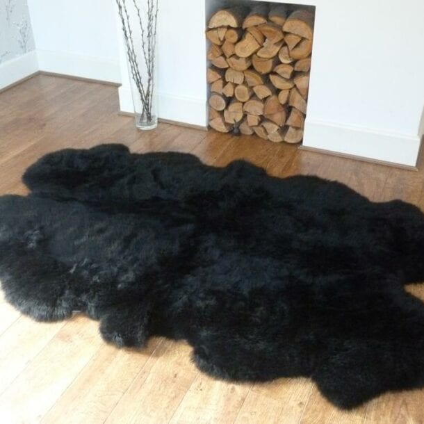 Premium Quality Quad Sheepskin Rug Natural Large Sheep Skin 4 X 6 Australian Sheep Skin Fluffy Black SheepSkin - Free Shipping