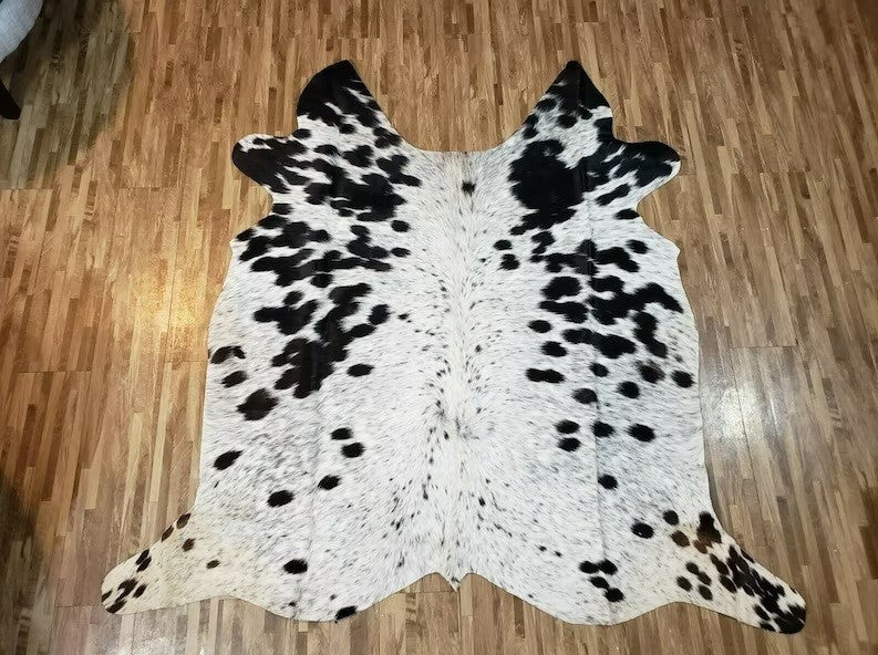 Amazing Tricolor Cowhide Rug Exotic Black, White & Gray Tricolor Cow Skin Rug Cow Hide Rug 4 x 4 Cowhide Floor Rug 19 Sqft