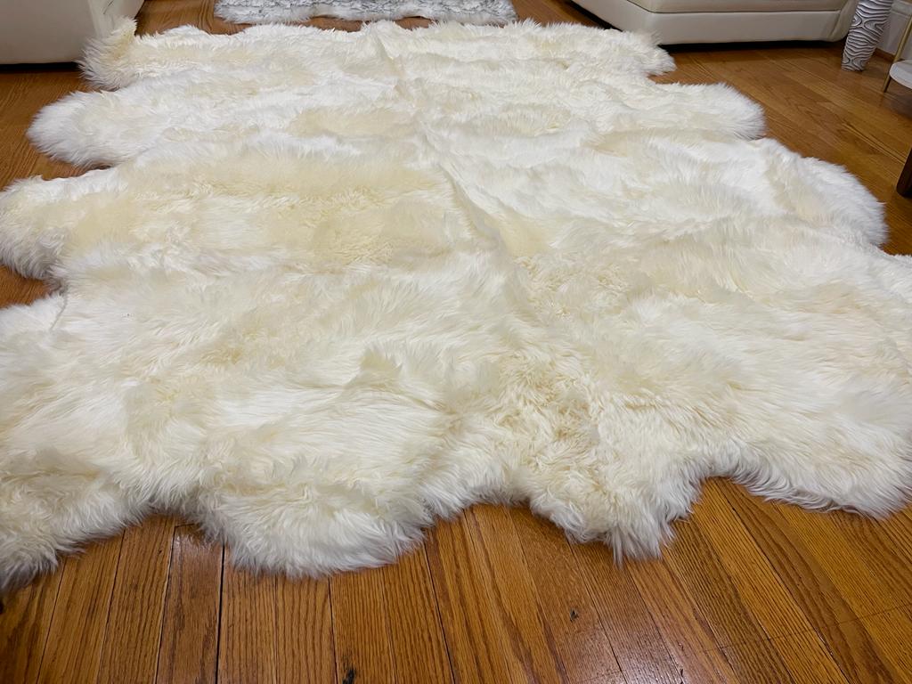 Genuine Natural creamy white Sheepskin Rug, Pelt, Giant Sheepskin throw fur rug icelandic sheepskin large rug Octo Deca