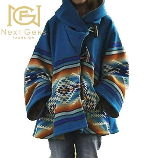 Women Wool Coat Claw Button Hooded Jacket Poncho Overcoat Warm Outwear/winter Gift /Christmas Gift