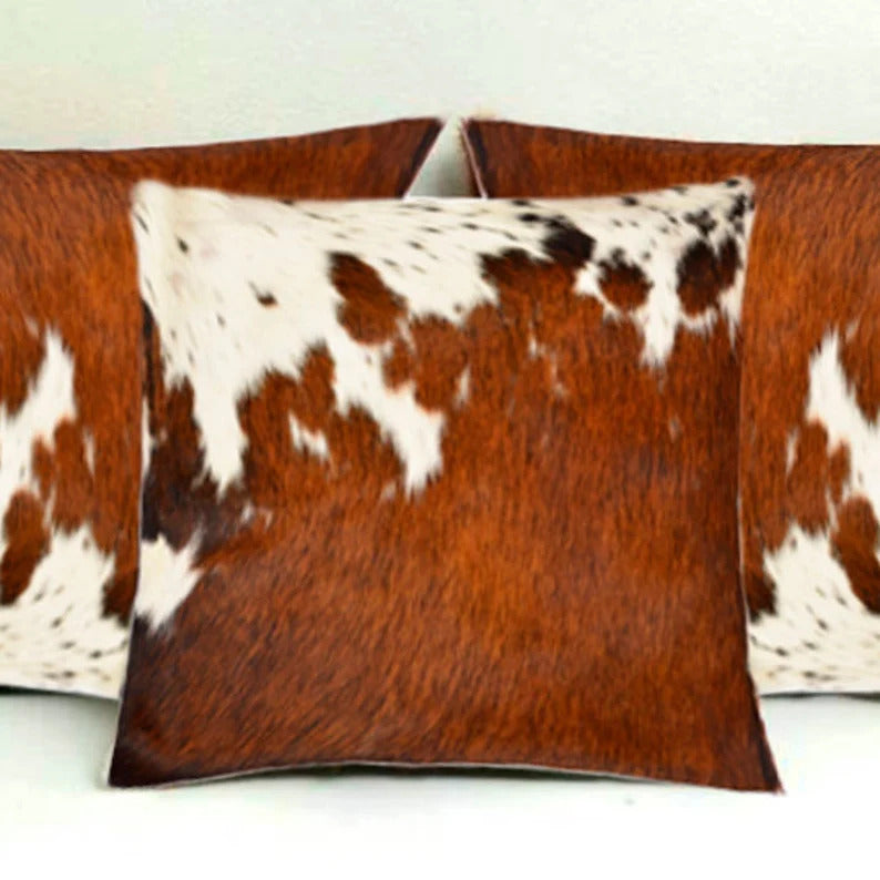 Set of 2 Cowhide Cushion Pillowcases Brown and White decorative cushions Christmas Decor Cushion Pillow Covers