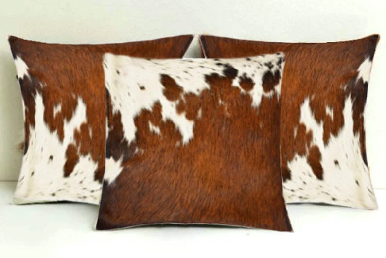 Set of 2 Cowhide Cushion Pillowcases Brown and White decorative cushions Christmas Decor Cushion Pillow Covers