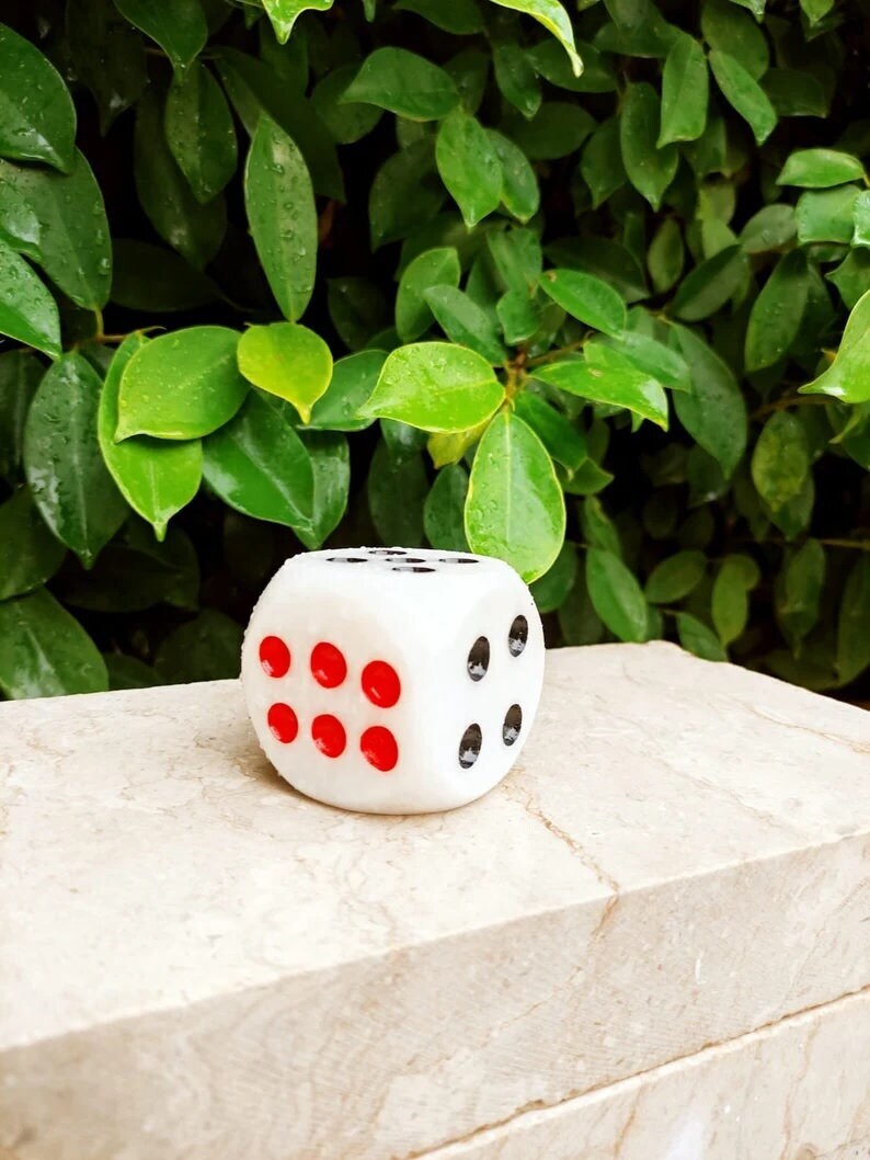 Handmade marble dice, onyx dice, paper weigh, stone dice, office decor, marble paperweight, stone figurine, mid century marble dice