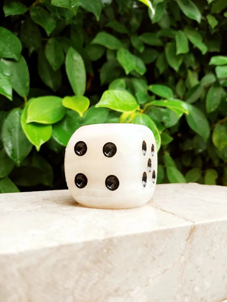 Handmade marble dice, onyx dice, paper weigh, stone dice, office decor, marble paperweight, stone figurine, mid century marble dice