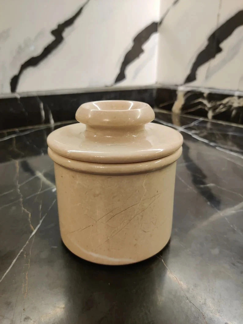 Handmade Marble Butter Storage Crock Keeper for modern Kitchen Used as Butter Deep Covered Kitchenware counter top Handmade Butter dish