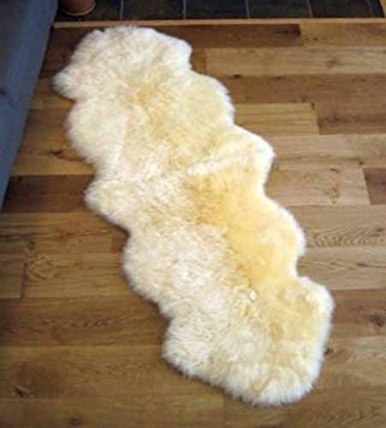 Genuine Real Australian Sheepskin Lambskin Rug Double Pelt Champagne Sheepskin Rug throw Soft and Silky Rug Large Sheepskin Rug Fur 2 Pelts