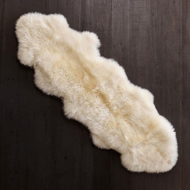 Genuine Real Australian Sheepskin Lambskin Rug Double Pelt Ivory White Sheepskin throw Soft and Silky Rug Large Sheepskin Rug Fur 2 Pelts