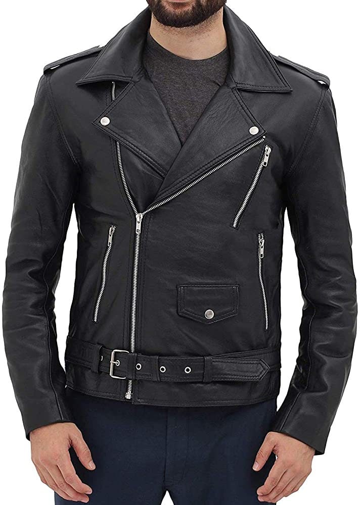 Men Leather Jacket Biker Black Leather Jacket With Notch Collar Mens leather Jacket | Top Quality Leather Jacket | Party Wear Stylish Jacket