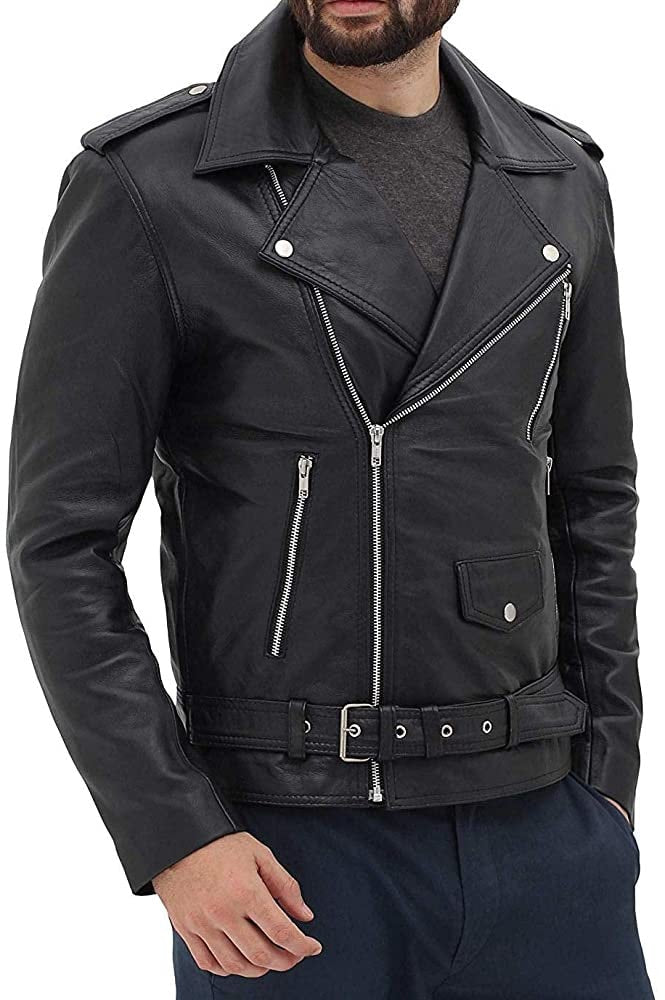 Men Leather Jacket Biker Black Leather Jacket With Notch Collar Mens leather Jacket | Top Quality Leather Jacket | Party Wear Stylish Jacket