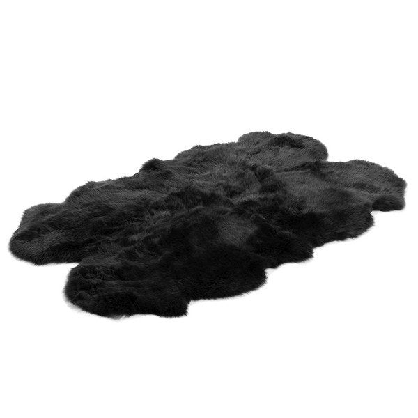 Quad Sheepskin Rug | Genuine Black Fur Sheepskin Rug Natural Large Sheep Skin 4 X 6 Australian Sheep Skin Rug 4 Pelt black Floor Matt SALE