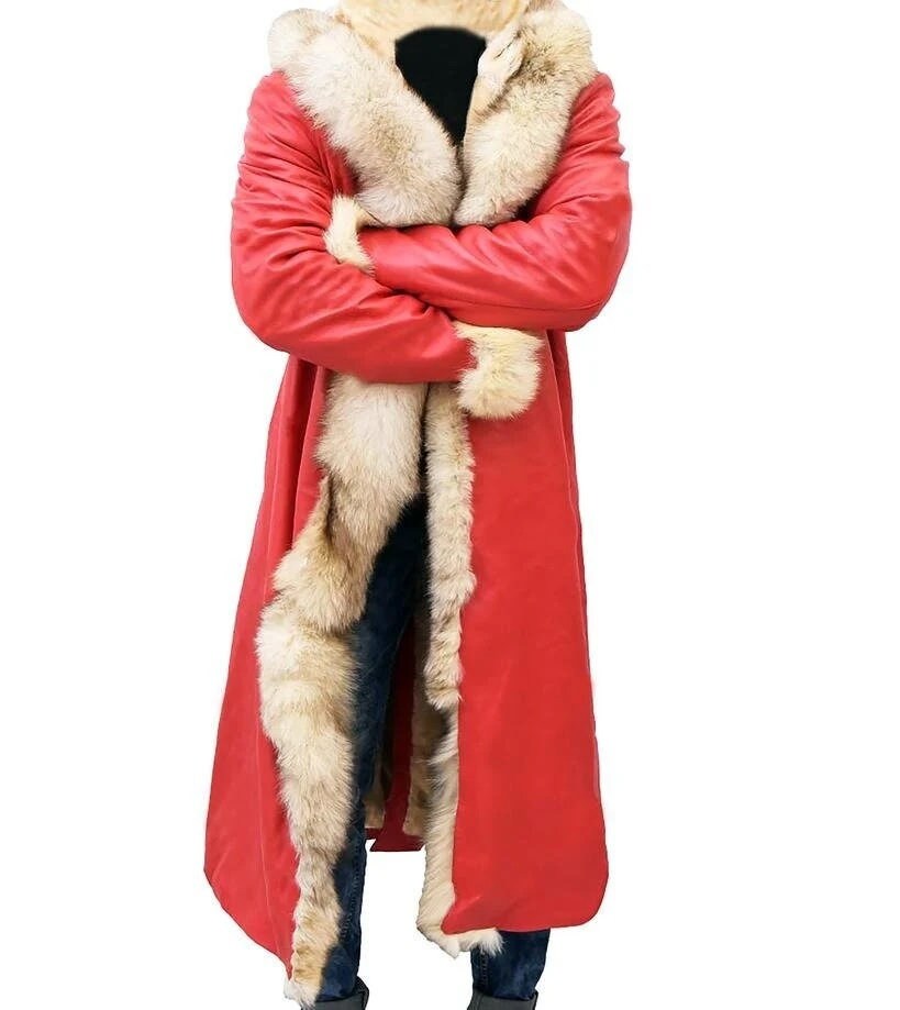 Santa suit-Santa Claus Leather Trench Coat Christmas Chronicles Kurt Russell Santa Clause  for Men and Women/Santa  Red Jacket