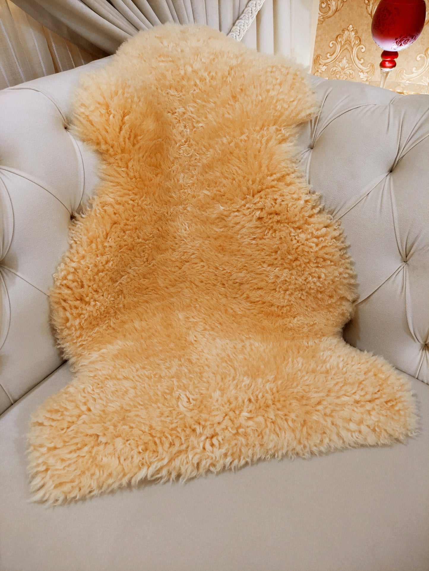 Genuine Baby Sheepskin Rug Champagne  Sheepskin Single Pelt Wool Fur Throw Floor Rug 2.5ft x 1.5ft Australian Sheepskin rug Soft Floor Matt